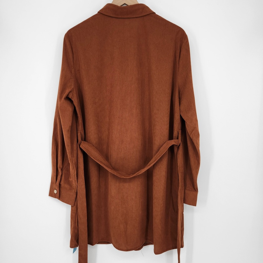 Cupshe NWT Brown Belted Corduroy Mini Dress Womens Large Earthy Indie Downtown - Picture 7 of 8